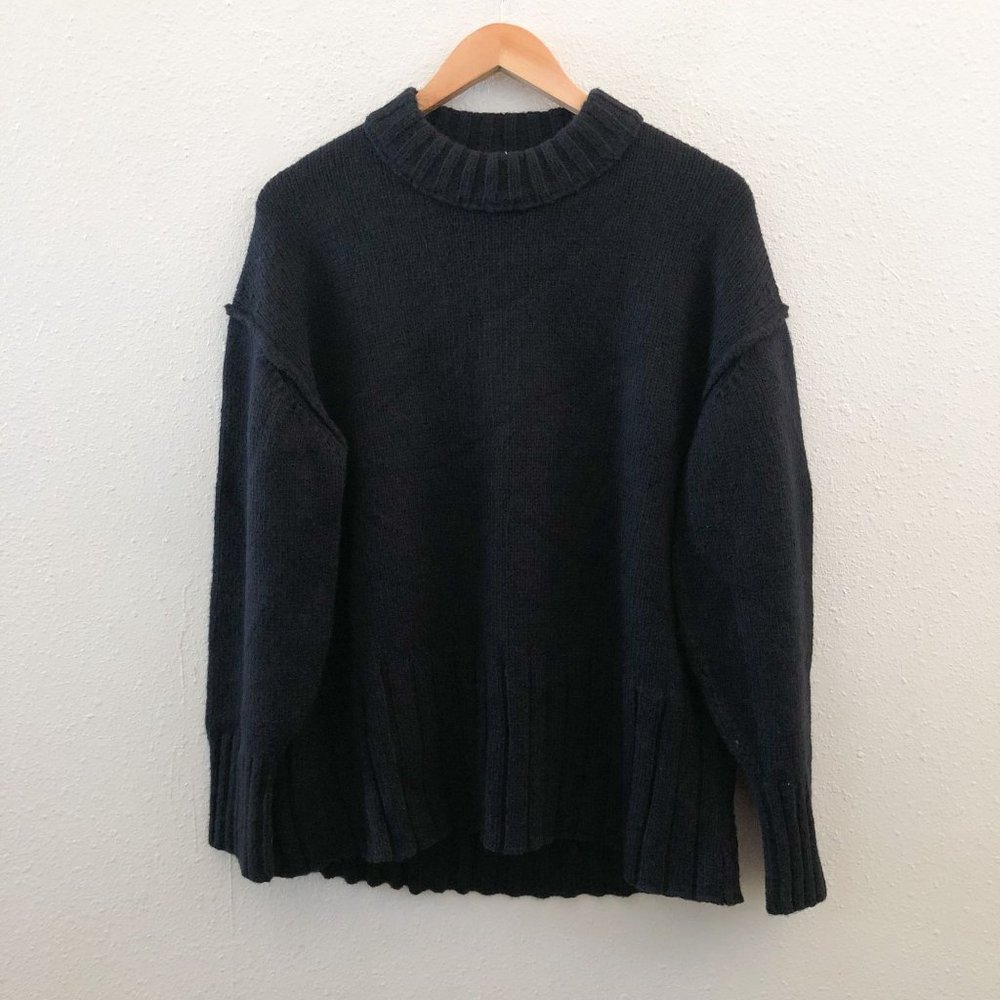 NWT GREY By JASON WU Fritz Oversized Black Crew Neck Sweater Small Size - Picture 2 of 12